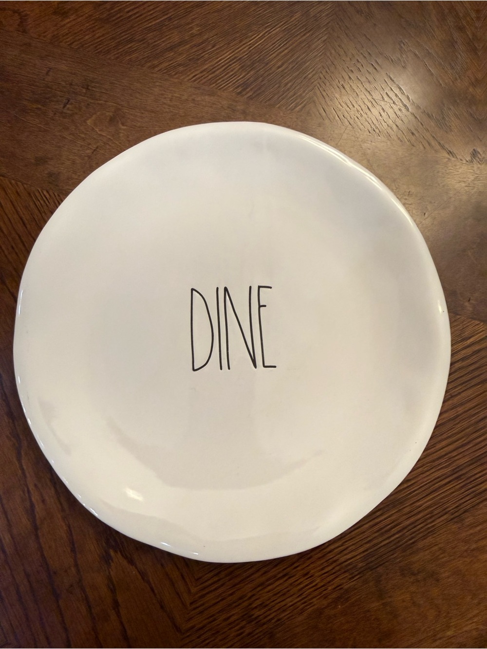 2 Rae Dunn White 'DINE' Stoneware Dinner Plate -